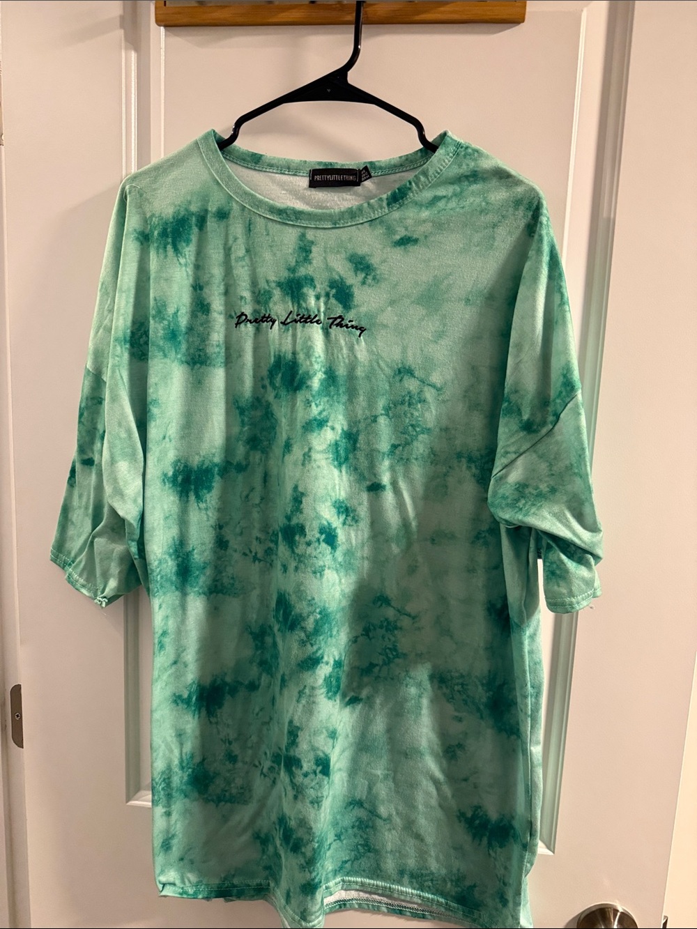 PrettyLittleThing Men's Seafoam Green Tie-Dye Short Sleeve Oversized Tee